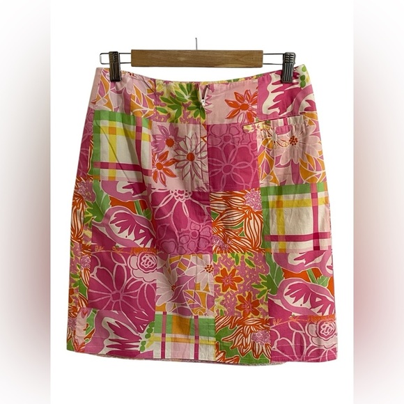 Lilly Pulitzer Pink and Green Floral Patchwork Skirt Size 8‎ - Picture 2 of 11